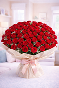 Arreglo inolvidable de 100 rosas rojas