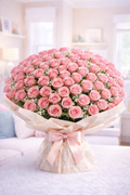 Arreglo inolvidable de 100 rosas rosas